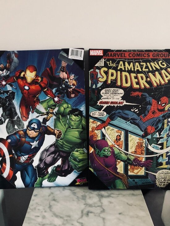 Marvel Other - Art Avengers & Spider-Man SET OF 2 Marvel Wood Wall Pop Creations NEW 13x19"